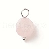 Faceted Natural Rose Quartz Star Cut Round Charms PALLOY-JF01694-04-S-1
