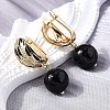 Round Brass Micro Pave Clear Cubic Zirconia Hoop Earrings EJEW-S261-05G-3