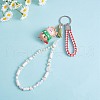 Moon & Star & Disc Beaded Chain Mobile Strap HJEW-SW00020-02-4