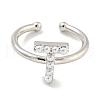 Rack Plating Brass Open Cuff Rings for Women RJEW-F162-01P-T-2