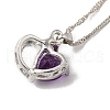 Resin Heart Pendant Necklace with Singapore Chains NJEW-C003-01E-3