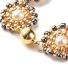 Shell Pearl Flower Link Bracelet BJEW-JB08084-04-5