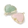 Natural Rose Quartz & Green Strawberry Quartz & Strawberry Quartz Connector Charms G-G012-01G-02-3
