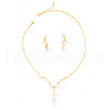 Leaf Brass Crystal Rhinestone Pendant Necklaces & Stud Earrings Sets FS-WGACD3B-01-5
