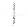 Faceted Round Natural Amethyst & Lepidolite & Potato Natural Cultured Freshwater Pearl Beaded Connector Charms PALLOY-JF03532-06-1