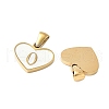 304 Stainless Steel Pave Natural White Shell Heart with Initial Slice Pendants STAS-R168-25G-O-2