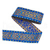 7M Ethnic Style Polyester Jacquard Flower Ribbon OCOR-WH0086-70-7