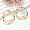 Brass Triple Hoop Earrings for Women EJEW-U050-02G-1