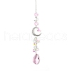 Glass Moon Hanging Suncatcher Pendant Decoration DJEW-PW0008-10B-1