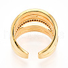 Brass Micro Pave Clear Cubic Zirconia Cuff Rings for Women KK-T074-09G-3