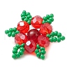 3Pcs 3 Styles Woven Natural Carnelian(Dyed & Heated) & Dyed Malaysia Jade & Rose Quartz & Glass Seed Beads Snowflake Multi-Strand Links PALLOY-MZ00319-5