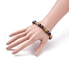 Natural Coconut & Garnet Beaded Stretch Bracelet for Women BJEW-JB07546-04-3
