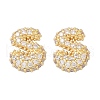 Brass Micro Pave Cubic Zirconia Stud Earrings EJEW-Z091-04G-S-2