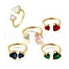 Brass Micro Pave Cubic Zirconia Cuff Rings for Women RJEW-F181-10G-3