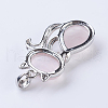 Natural Rose Quartz Kitten Pendants X-G-P352-B07-2