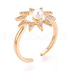 Brass Micro Pave Clear Cubic Zirconia Cuff Ring Settings KK-T076-16G-4