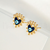 Fashionable Heart with Evil Eye Brass Stud Earrings TZ1681-1
