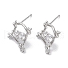 Brass Micro Pave Cubic Zirconia Stud Earring Findings KK-E107-13P-1