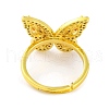 Butterfly Brass Micro Pave Cubic Zirconia Adjustable Rings for Women RJEW-U003-27A-G-3