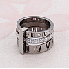 Roman Numerals 304 Stainless Steel & Crystal Rhinestone Finger Rings FS-WGD9A22-44-1