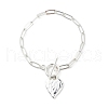 Alloy Heart Charm Bracelet with Brass Paperclip Chains for Woman BJEW-JB08895-02-1