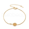 Brass Micro Pave Cubic Zirconia Birthday Flower Link Bracelets BJEW-U031-01G-11-4