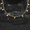 304 Stainless Steel Twisted Chain Necklaces with Star Charm Tassel NJEW-R023-07G-3