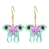 Synthetic Blue Goldstone & Natural Green Aventurine Dangle Earrings EJEW-MZ00318-02-1