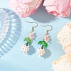 Flower 304 Stainless Steel Glass Seed Beads Dangle Earrings EJEW-MZ00470-4