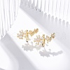 Rack Plating Flower Brass Micro Pave Clear Cubic Zirconia Cuff Earrings EJEW-H147-15G-1