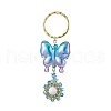 3 Pcs Butterfly Acrylic & Flower Glass Seed Beaded Keychain KEYC-MZ00007-3