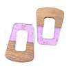 Transparent Resin & Walnut Wood Pendants RESI-S389-034A-B01-2