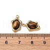 304 Stainless Steel Pave Natural Tiger Eye Irregular Oval Charms STAS-L022-525G-02-3