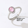 Mother's Day Rings Oval Platinum Brass Adjustable Ring with Pink Cubic Zirconia EG7863-24-1