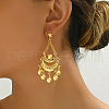 Vintage Ethnic Geometric Half Round Brass Tassel Leverback Earrings DU8622-3