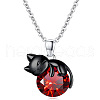Alloy Rhinestone Black Cat Pendant Necklaces for Women FS-WG73583-01-2