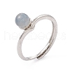 Natural Aquamarine Adjustable Rings RJEW-G273-11P-02-4