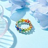 Glass Seed & Brass Beads Finger Rings RJEW-JR00687-2