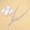 Flower Brass Rhinestone Pendant Necklaces & Stud Dangle Earrings FS-WG58BAB-03-2