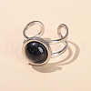 304 Stainless Steel & Blue Goldstone Cuff Rings FS-WGDE3F0-12-1
