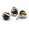 Dragon Platinum Plated Brass Natural Tiger Eye Pendants G-F228-04A-RS-1