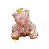 Natural Rose Quartz Crown Bear Display Decorations WG56055-08-1