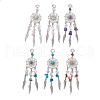 6Pcs 6 Styles Natural & Synthetic Mixed Gemstone & Alloy Woven Web/Net with Feather Big Pendants PALLOY-JF03443-1
