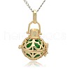 Golden Tone Brass Hollow Round Cage Pendants KK-J235-07G-1