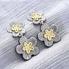 Flower Brass Dangle Stud Earrings EJEW-H158-11GP-1