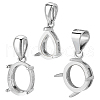 Anti-Tarnish   3Pcs 3 Styles Rhodium Plated 925 Sterling Silver Pendant Cabochon Settings with Prongs Mounting STER-PH0001-38-1