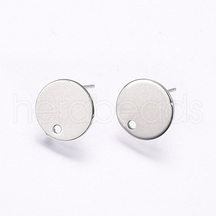 Flat Plate 201 Stainless Steel Stud Earring Findings STAS-I095-04P-B-1