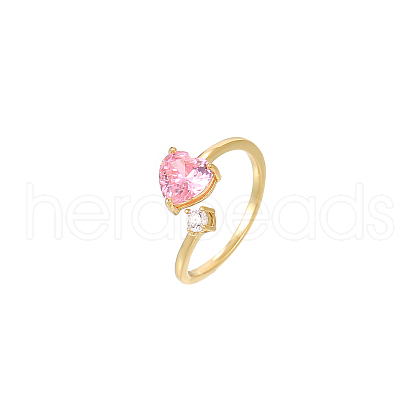 Elegant 925 Sterling Silver Cubic Zirconia Heart Cuff Rings VD3365-4-1