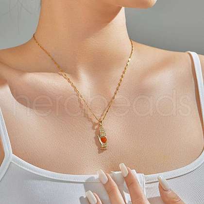 Vintage Brass Love Enamel Hamsa Hand Pendant Necklaces BQ5332-2-1