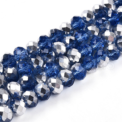 Electroplate Transparent Glass Beads Strands EGLA-A034-T8mm-M03-1